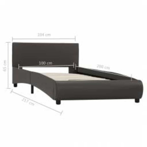 Bettgestell mit LED Grau Kunstleder 100x200 cm