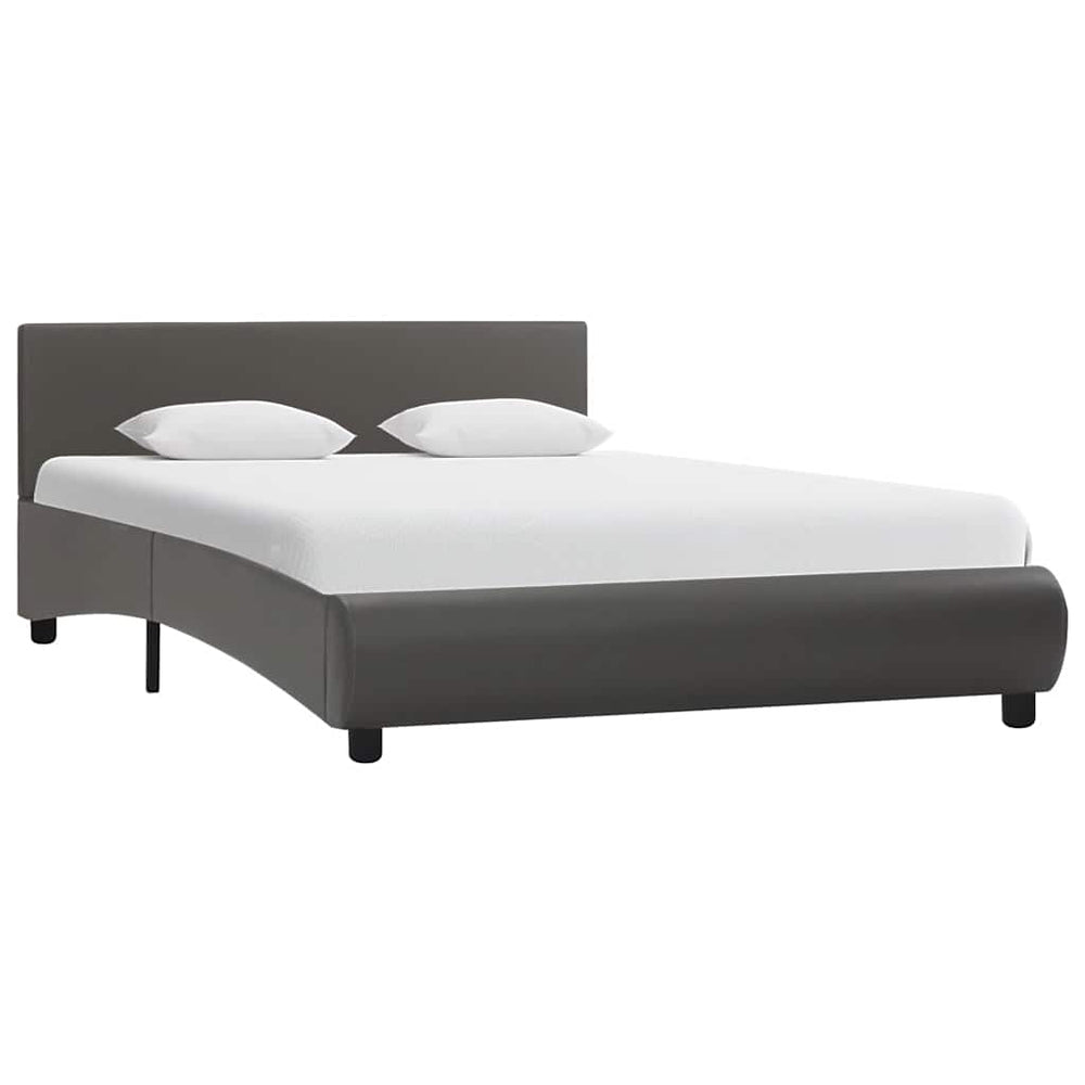 Bettgestell mit LED Grau Kunstleder 120×200 cm