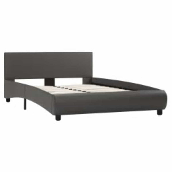 Bettgestell mit LED Grau Kunstleder 140x200 cm
