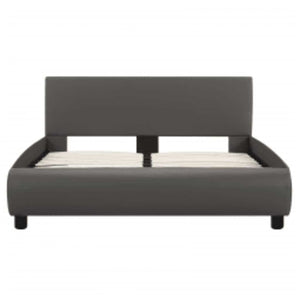 vidaXL Cadre de lit avec LED Gris Similicuir 140x200 cm