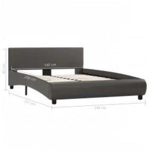 Bettgestell mit LED Grau Kunstleder 140x200 cm