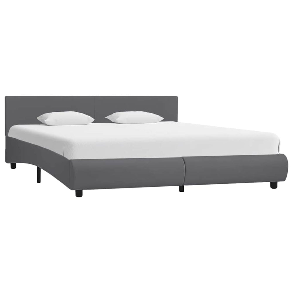Bettgestell mit LED Grau Kunstleder 180x200 cm
