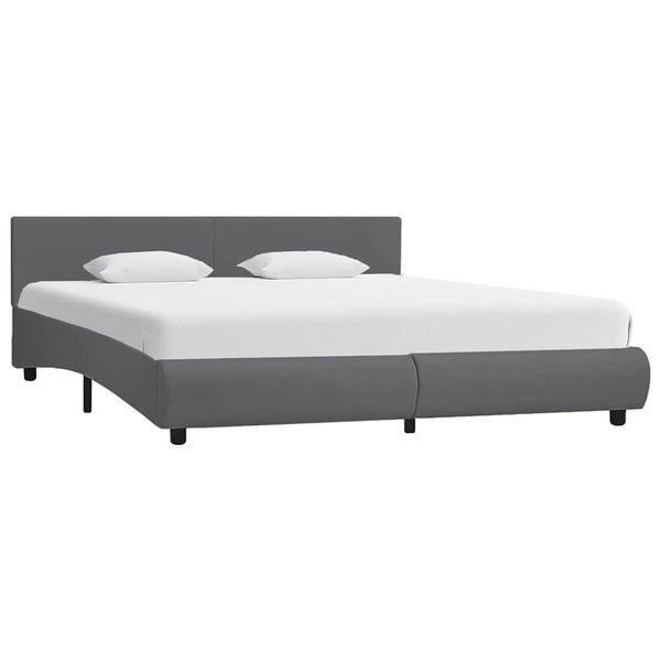 Bettgestell mit LED Grau Kunstleder 180x200 cm
