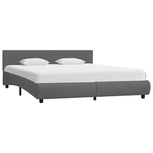Bettgestell mit LED Grau Kunstleder 180x200 cm