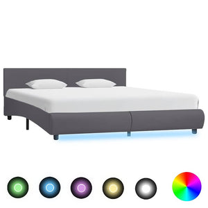 Bettgestell mit LED Grau Kunstleder 180x200 cm