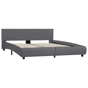 Bettgestell mit LED Grau Kunstleder 180x200 cm