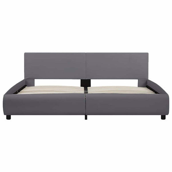 Bettgestell mit LED Grau Kunstleder 180x200 cm
