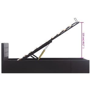 vidaXL Lit de rangement hydraulique noir en similicuir 100 x 200 cm