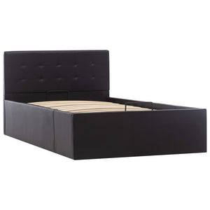 vidaXL Lit de rangement hydraulique noir en similicuir 100 x 200 cm
