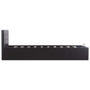 vidaXL Lit de rangement hydraulique noir en similicuir 100 x 200 cm
