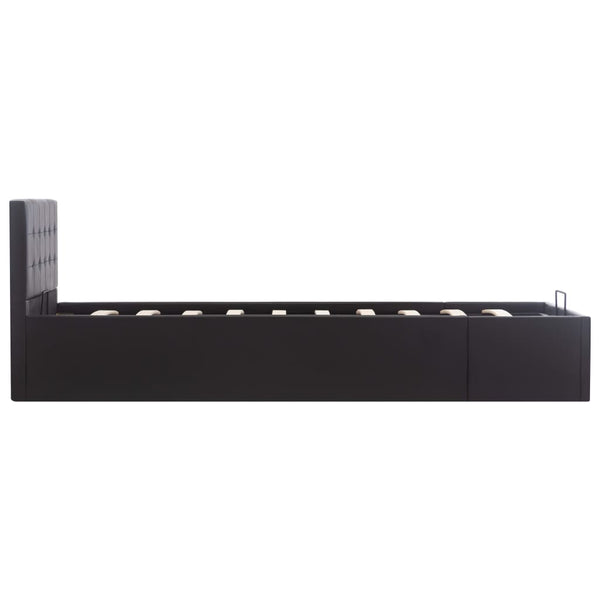 vidaXL Lit de rangement hydraulique noir en similicuir 100 x 200 cm