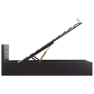 vidaXL Lit de rangement hydraulique noir en similicuir 100 x 200 cm