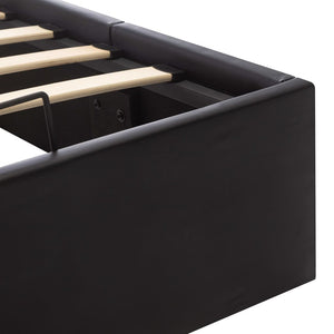 vidaXL Lit de rangement hydraulique noir en similicuir 100 x 200 cm