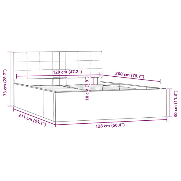 Stauraumbett Hydraulisch Weiß Kunstleder 120×200 cm