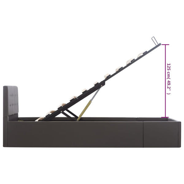 vidaXL Lit coffre hydraulique Gris similicuir 90×200 cm