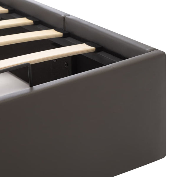vidaXL Lit coffre hydraulique Gris similicuir 90×200 cm