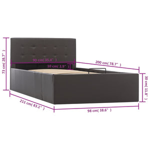 vidaXL Lit coffre hydraulique Gris similicuir 90×200 cm
