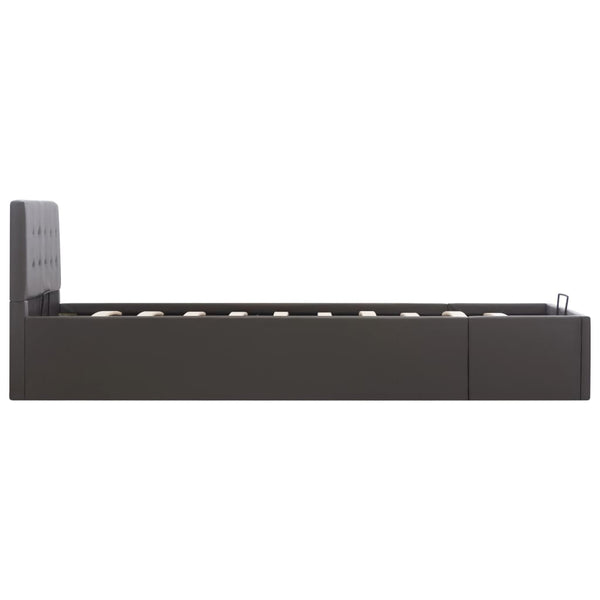 vidaXL Lit coffre hydraulique gris similicuir 100x200 cm