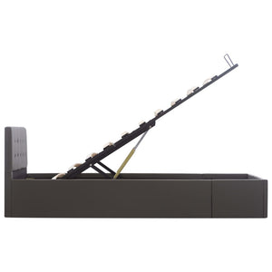vidaXL Lit coffre hydraulique gris similicuir 100x200 cm