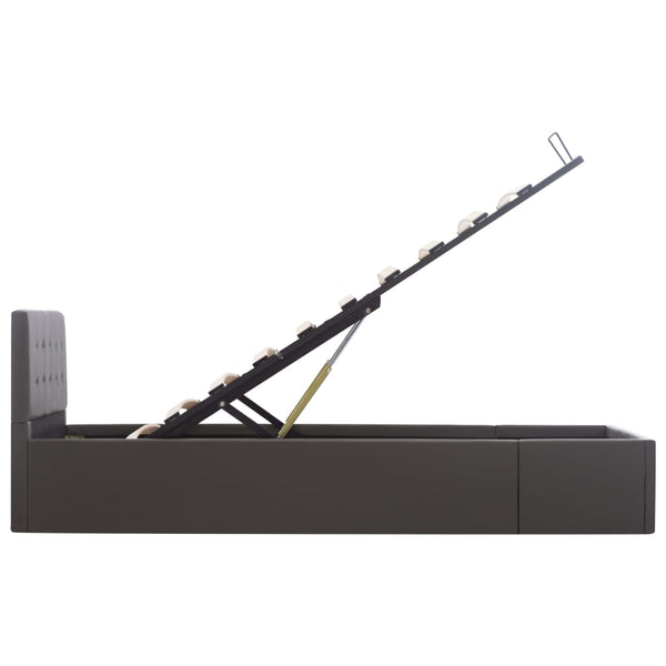 vidaXL Lit coffre hydraulique gris similicuir 100x200 cm