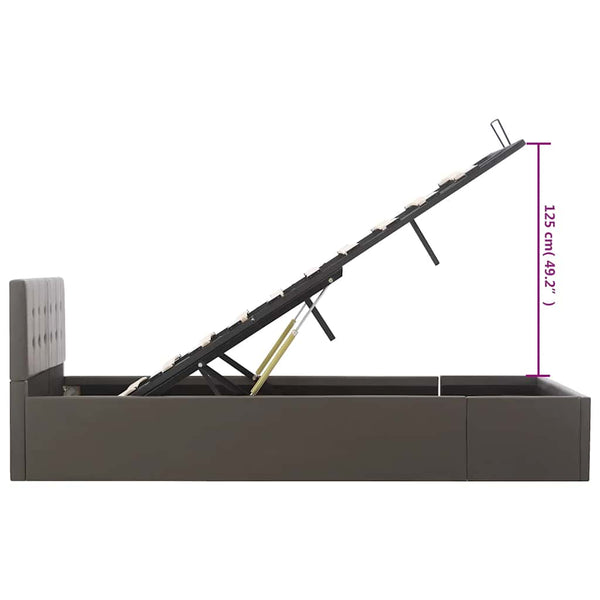 vidaXL Lit de rangement hydraulique gris similicuir 120x200 cm