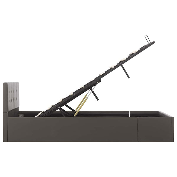 vidaXL Lit de rangement hydraulique gris similicuir 120x200 cm
