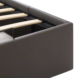 vidaXL Lit de rangement hydraulique gris similicuir 120x200 cm