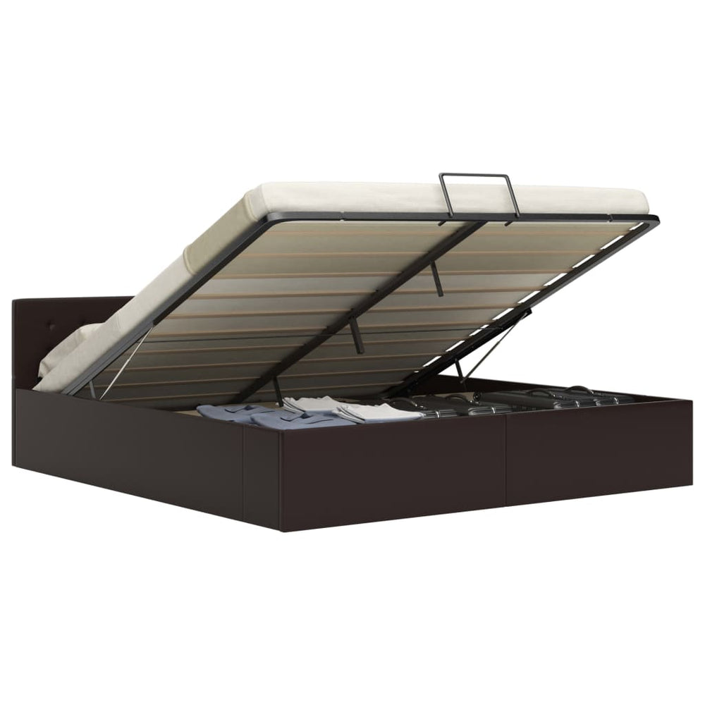 vidaXL Lit coffre hydraulique Gris similicuir 160×200cm