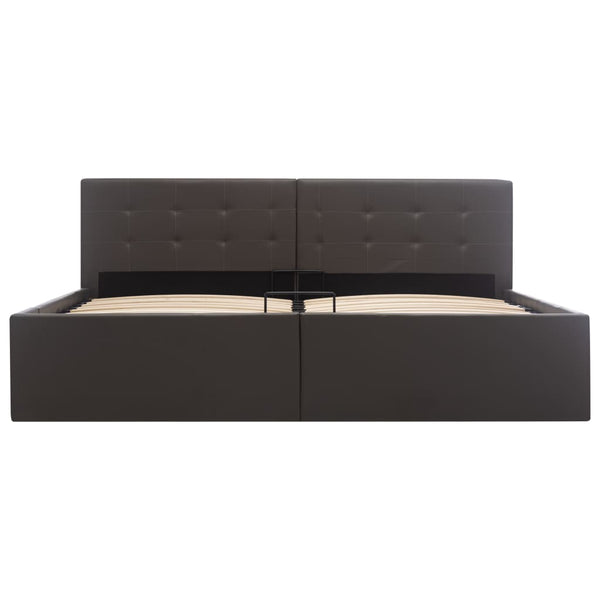 vidaXL Lit coffre hydraulique Gris similicuir 160×200cm