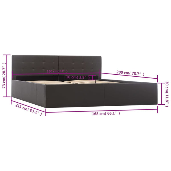 vidaXL Lit coffre hydraulique Gris similicuir 160×200cm