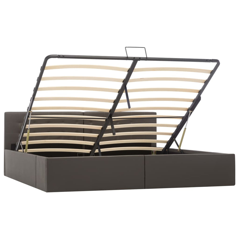 vidaXL Lit de rangement hydraulique gris en similicuir 180×200 cm