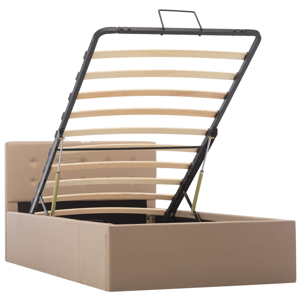 vidaXL Storage Bed Hydraulic Cappuccino Brown Faux Leather 90×200 cm