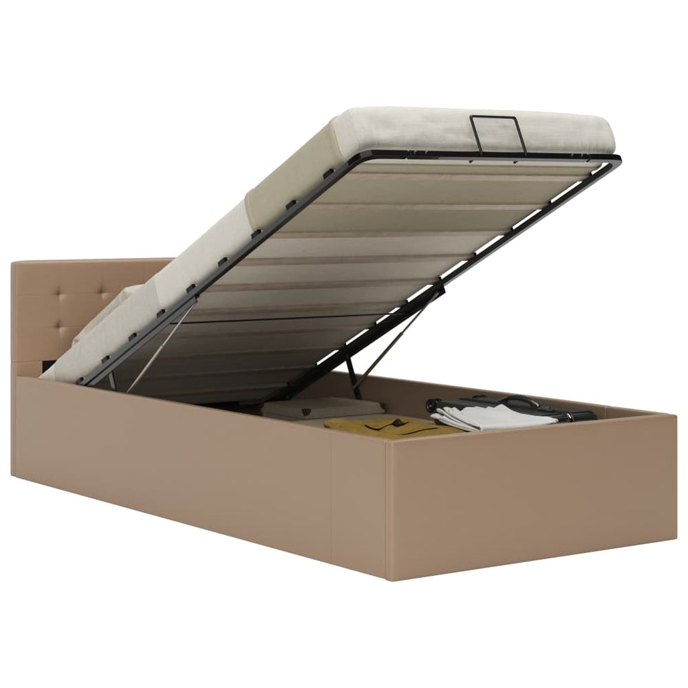vidaXL Lit coffre hydraulique cappuccino marron similicuir 100 x 200 cm