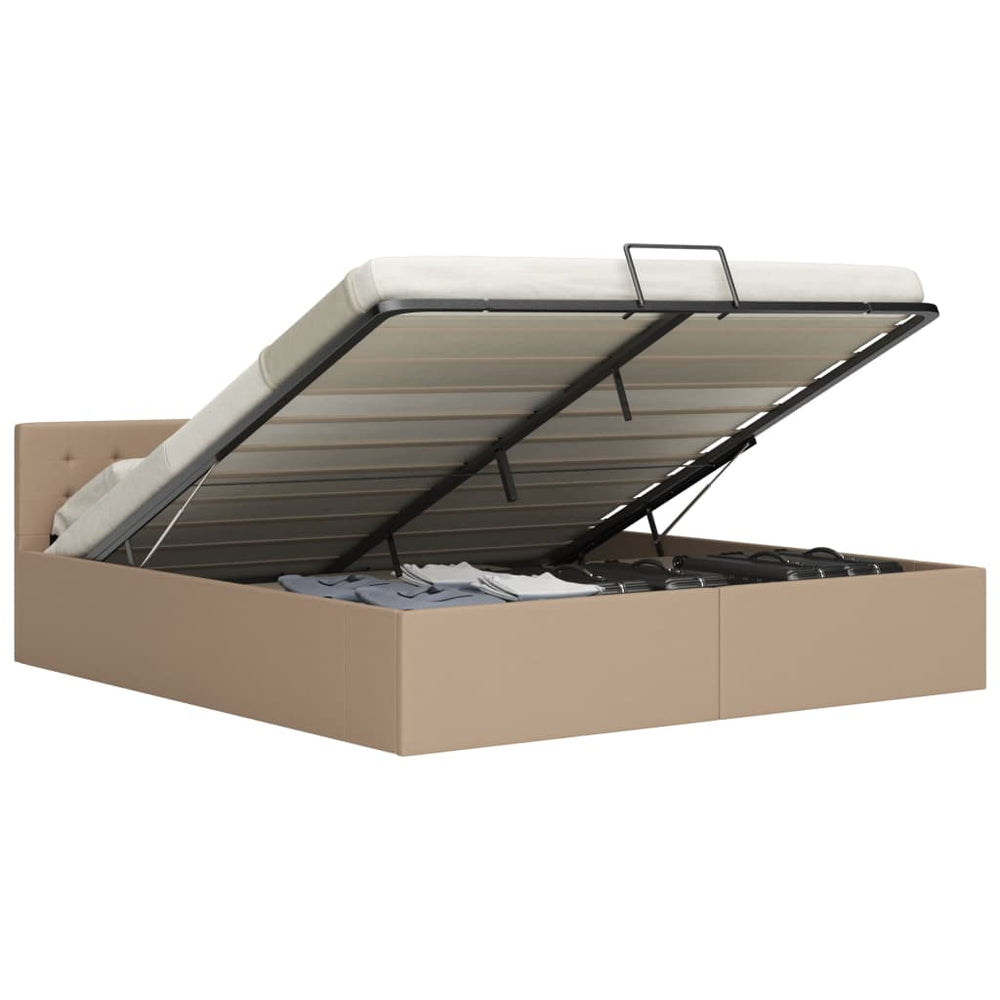 vidaXL Lit coffre hydraulique cappuccino-brun similicuir 160x200 cm