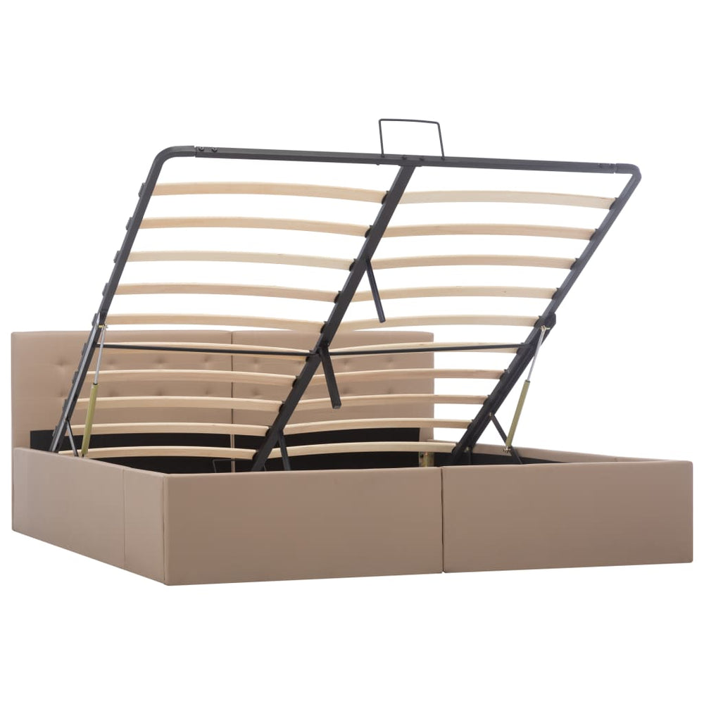 vidaXL Lit coffre hydraulique cappuccino-brun similicuir 160x200 cm