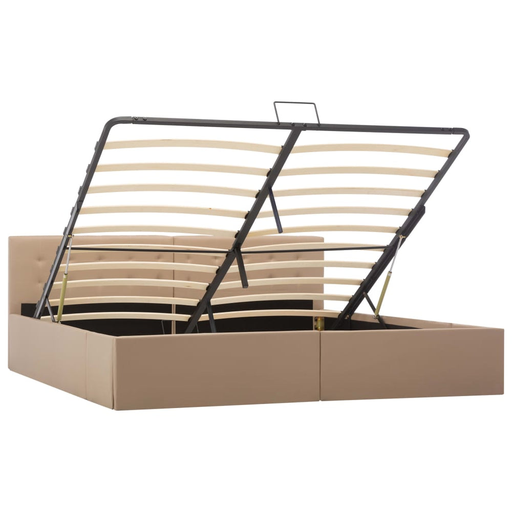 vidaXL Lit de rangement hydraulique cappuccino-brun similicuir 180x200 cm