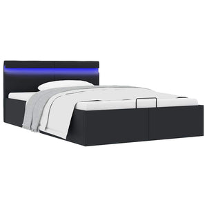 Bett mit Bettkasten Hydraulisch LED Kunstleder 120x200 cm