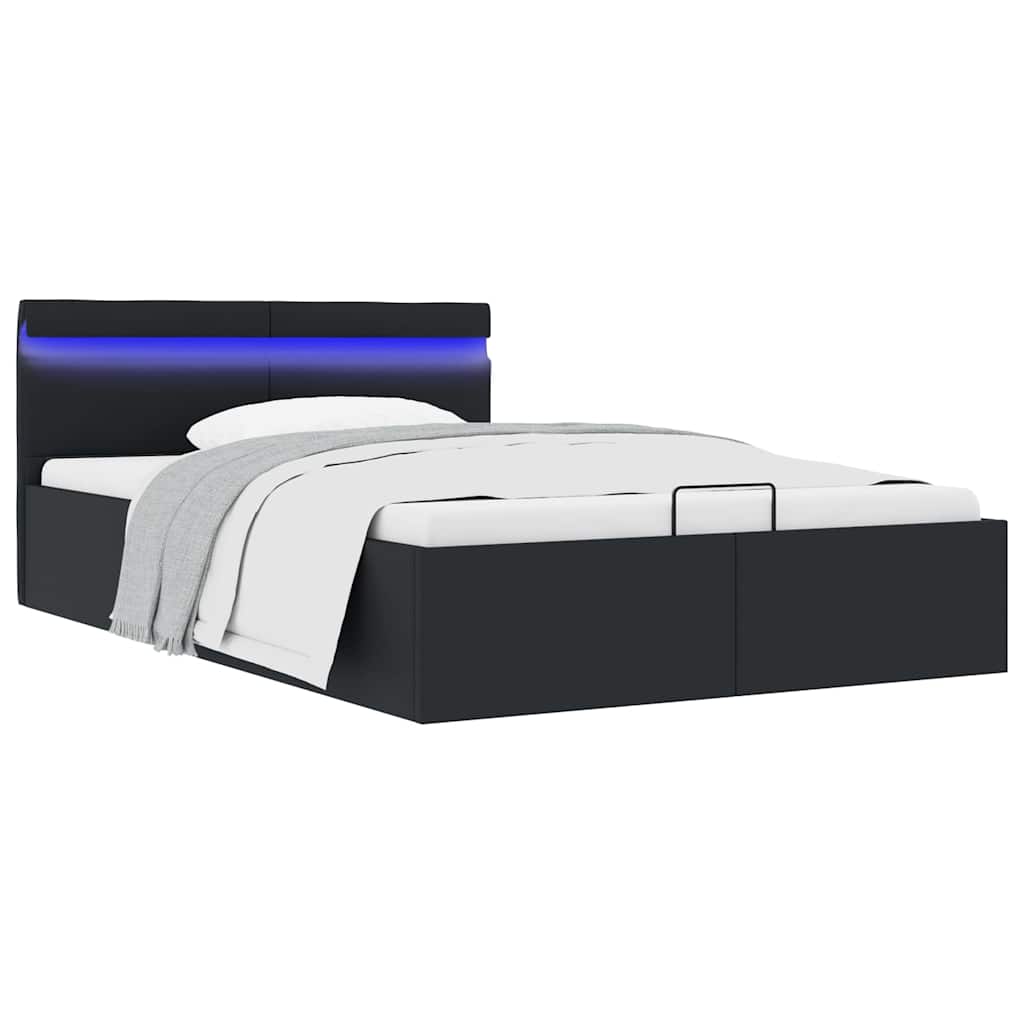 Bett mit Bettkasten Hydraulisch LED Kunstleder 120x200 cm