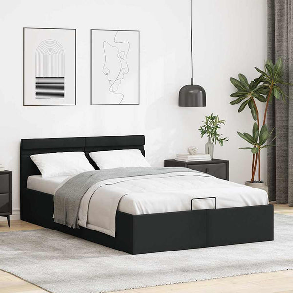 Bett mit Bettkasten Hydraulisch LED Kunstleder 140x200 cm