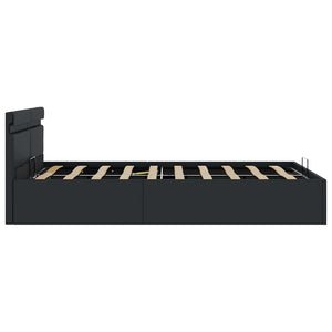Bett mit Bettkasten Hydraulisch LED Kunstleder 140x200 cm