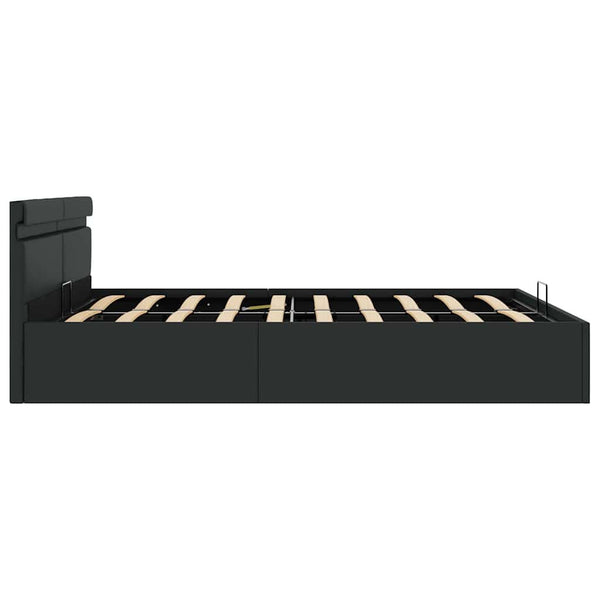 Stauraumbett Hydraulisch mit LED Schwarz Kunstleder 180x200 cm