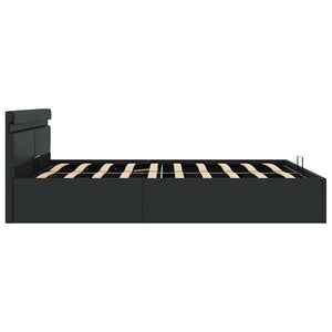 Stauraumbett Hydraulisch mit LED Schwarz Kunstleder 180x200 cm