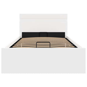 Bett mit Bettkasten Hydraulisch LED Weiß Kunstleder 90x200cm