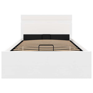 Bett mit Bettkasten Hydraulisch LED Weiß Kunstleder 100x200 cm