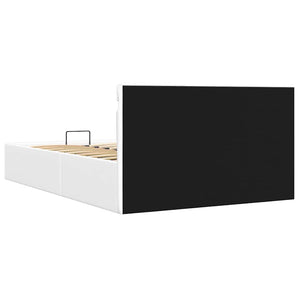 Bett mit Bettkasten Hydraulisch LED Weiß Kunstleder 120x200 cm