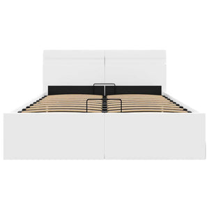 Bett mit Bettkasten Hydraulisch LED Weiß Kunstleder 140x200 cm