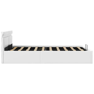 Bett mit Bettkasten Hydraulisch LED Weiß Kunstleder 140x200 cm