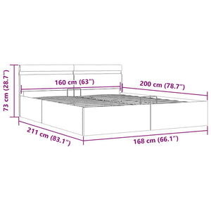 Bett mit Bettkasten Hydraulisch LED Weiß Kunstleder 160x200 cm