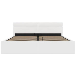 Bett mit Bettkasten Hydraulisch LED Weiß Kunstleder 160x200 cm