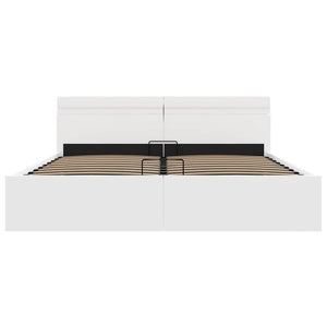 Bett mit Bettkasten Hydraulisch LED Weiß Kunstleder 180x200 cm